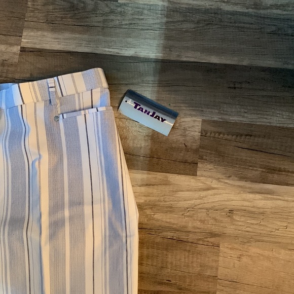 Ladies Tan Jay Chambray Pin Striped Capris Sz 16 NWT - Picture 3 of 3
